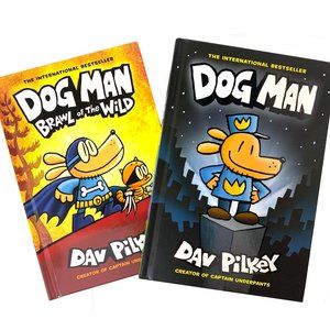 DOG MAN #1: A Graphic Novel & #6: Brawl of the Wild by Dav Pilkey Hardcover NEW